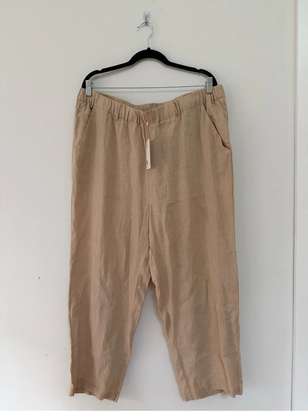 Quince Wide-Leg Linen Pants in Tan